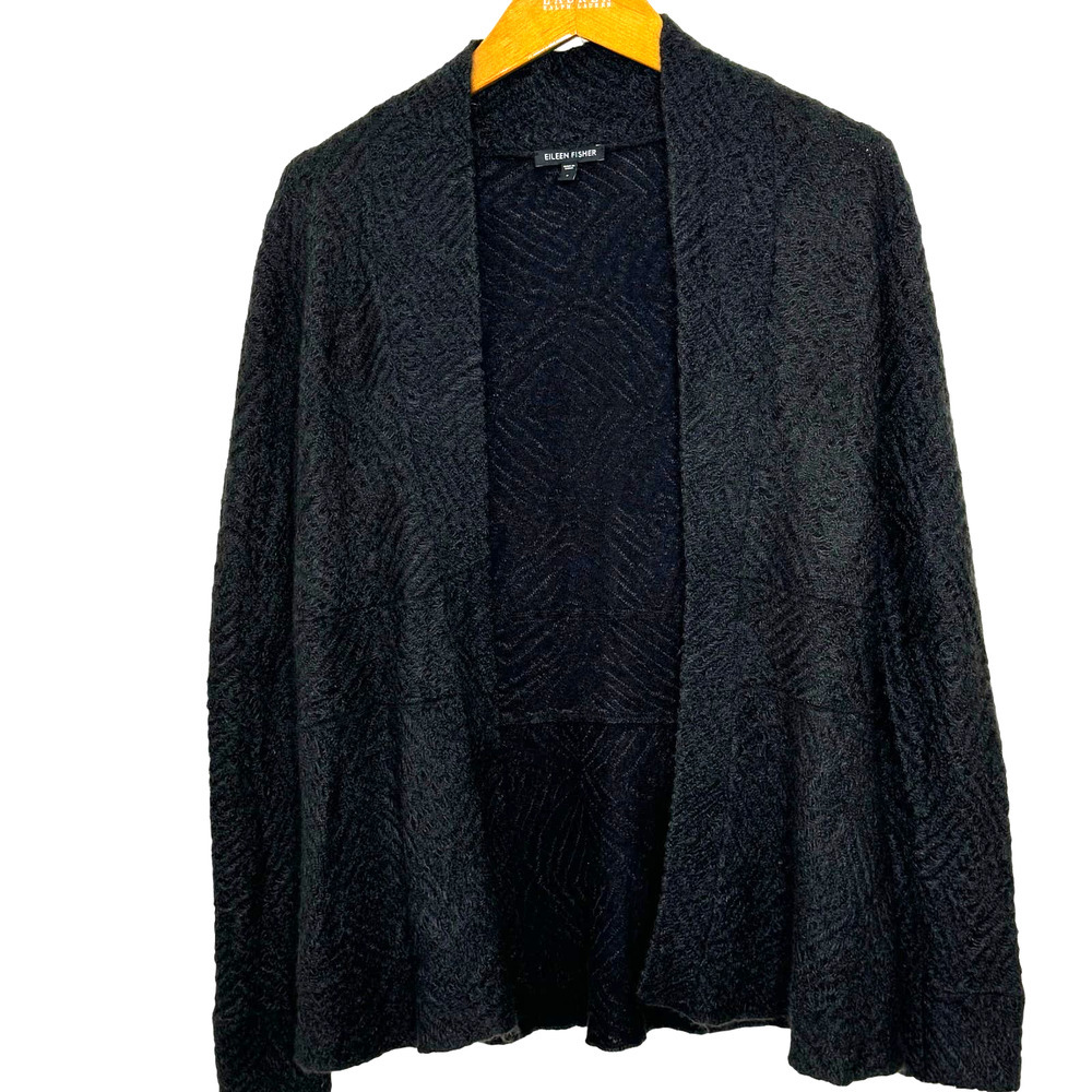 Eileen Fisher black cardigan‎ mohair/wool